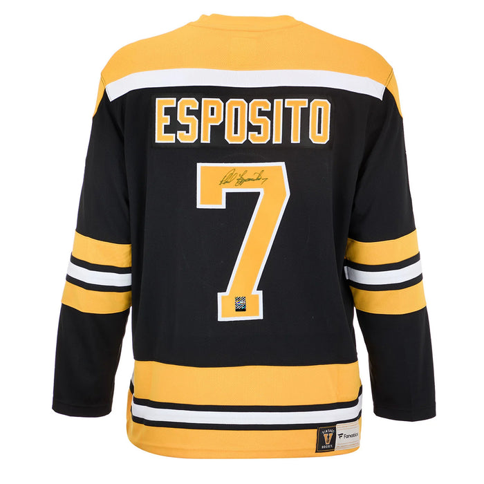 Phil Esposito a signé le maillot vintage des Bruins de Boston