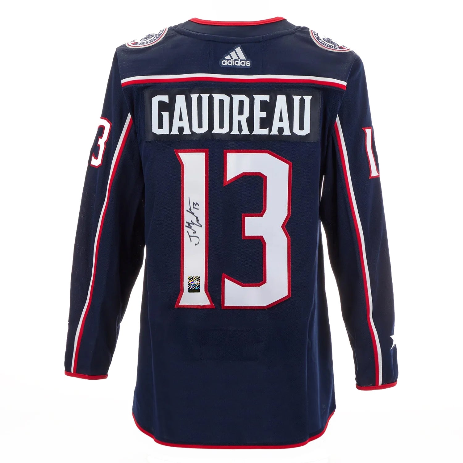 Johnny Gaudreau Signed Columbus Blue Jackets Adidas Pro Home Navy Jersey