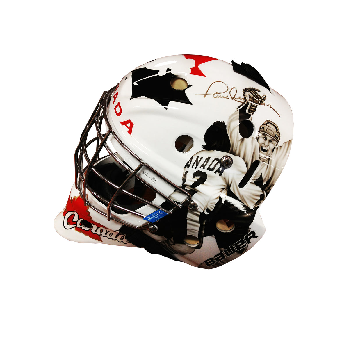 Team Canada 2008 World Juniors Goalie Mask - Signed by Paul Henderson