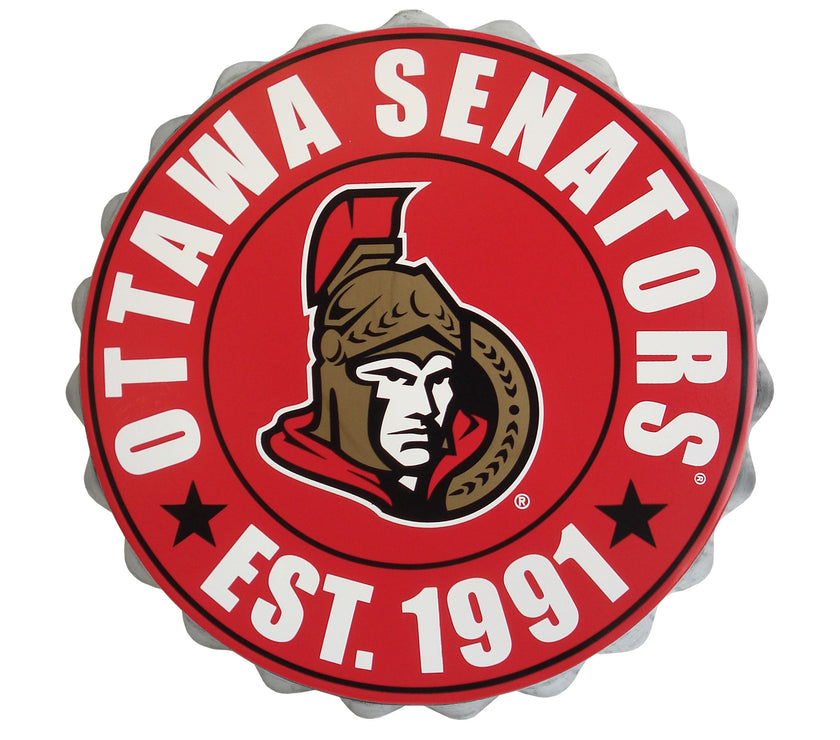 Ottawa Senators NHL Bottle Cap Wall Logo