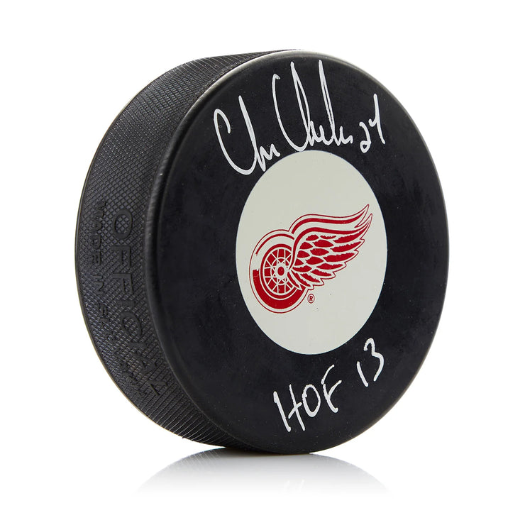 Chris Chelios a signé la rondelle des Red Wings de Détroit 