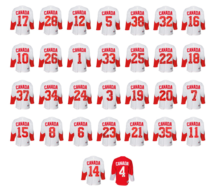 Complete Set of 30 Autographed Team Canada 1972 Summit Series Jerseys