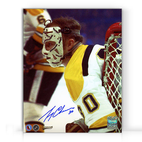 Gerry Cheevers Signed Boston Bruins Close-Up 8X10 Photo