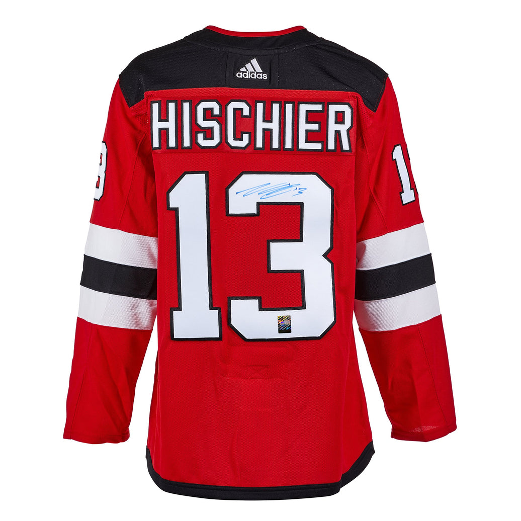 Nico Hischier Signed New Jersey Devils Adidas Pro Home Red Jersey