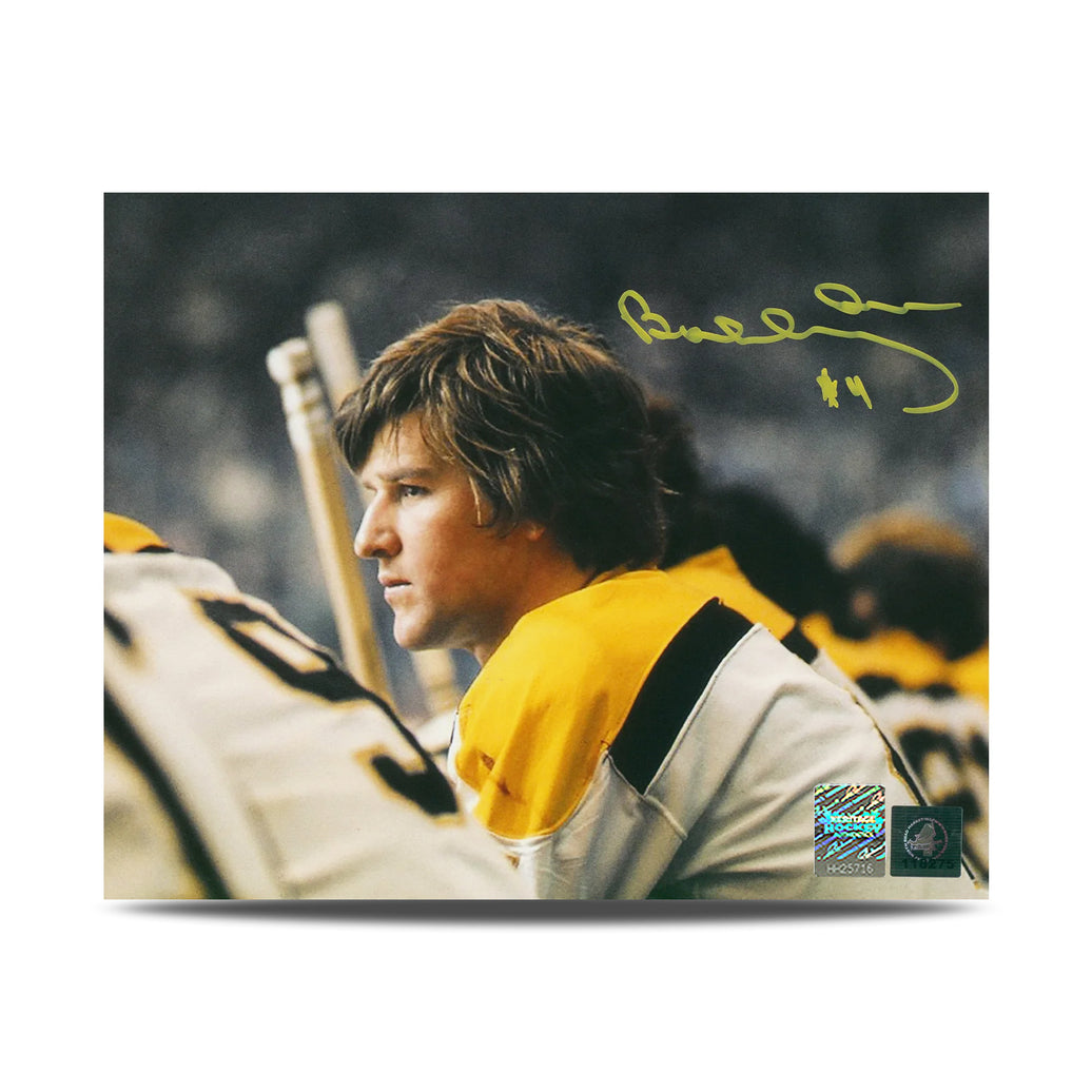 Bobby Orr Signed Boston Bruins Bench Close-Up 8X10 Photo
