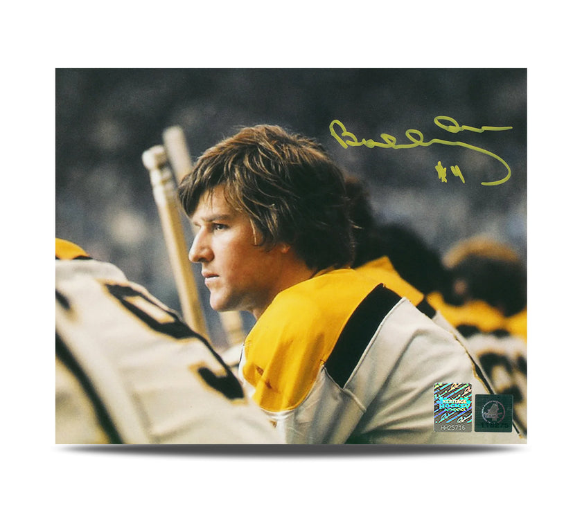 Bobby Orr Signed Boston Bruins Bench Close-Up 8X10 Photo