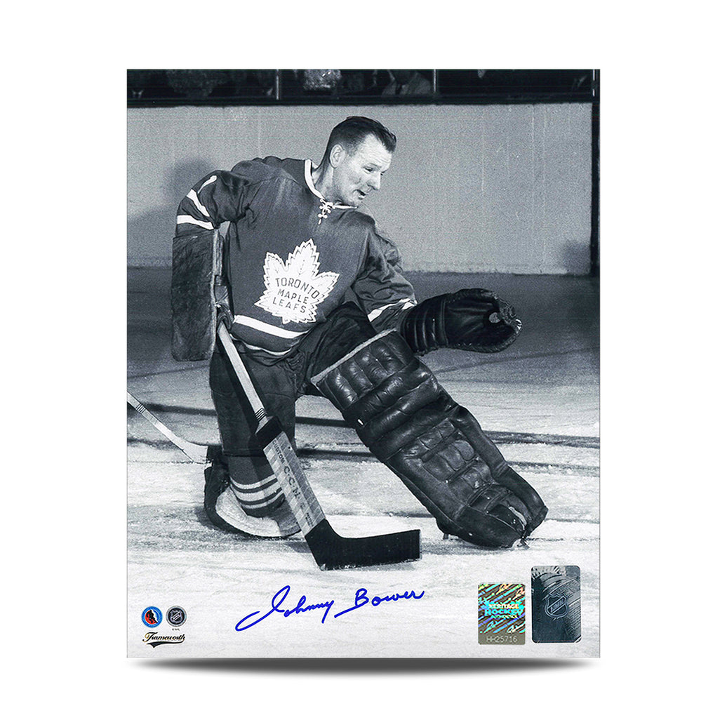 Johnny Bower Signed Toronto Maple Leafs Action Catch 8X10 Photo