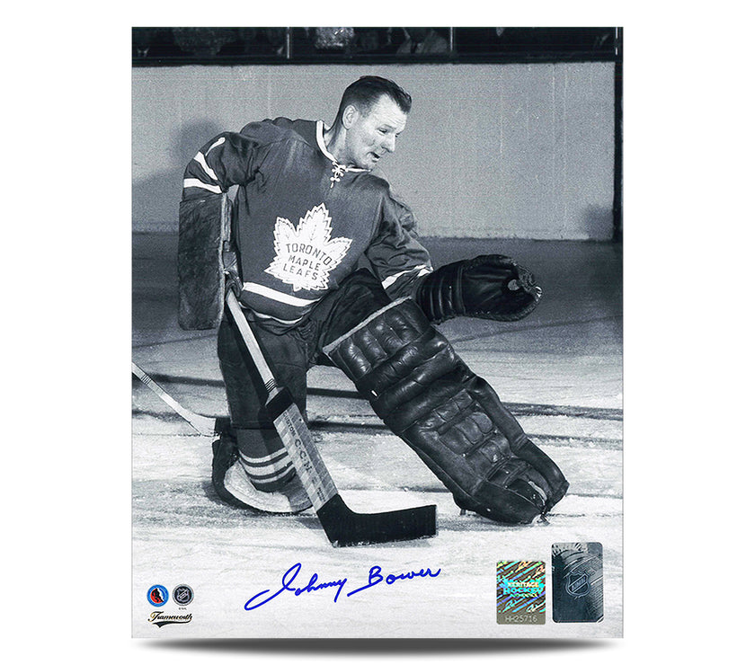 Johnny Bower Signed Toronto Maple Leafs Action Catch 8X10 Photo
