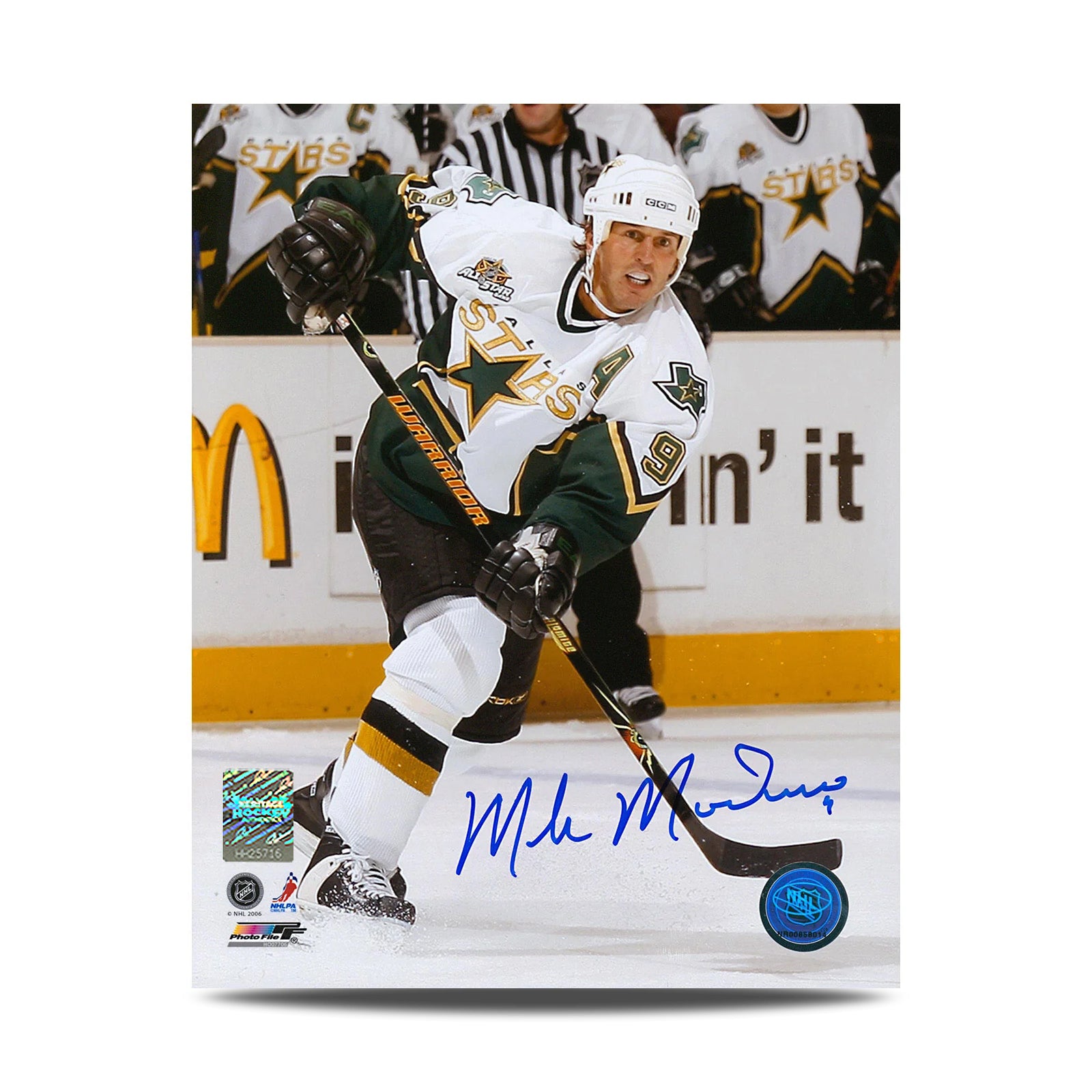 Mike Modano Signed Dallas Stars Game Action 8X10 Photo