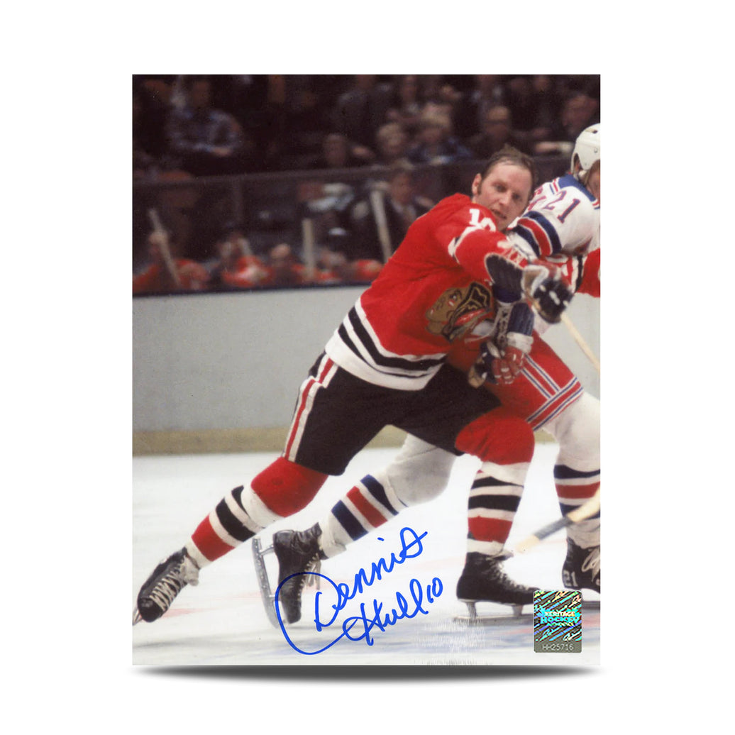 Dennis Hull Signed Chicago Blackhawks Vintage Hockey 8X10 Photo