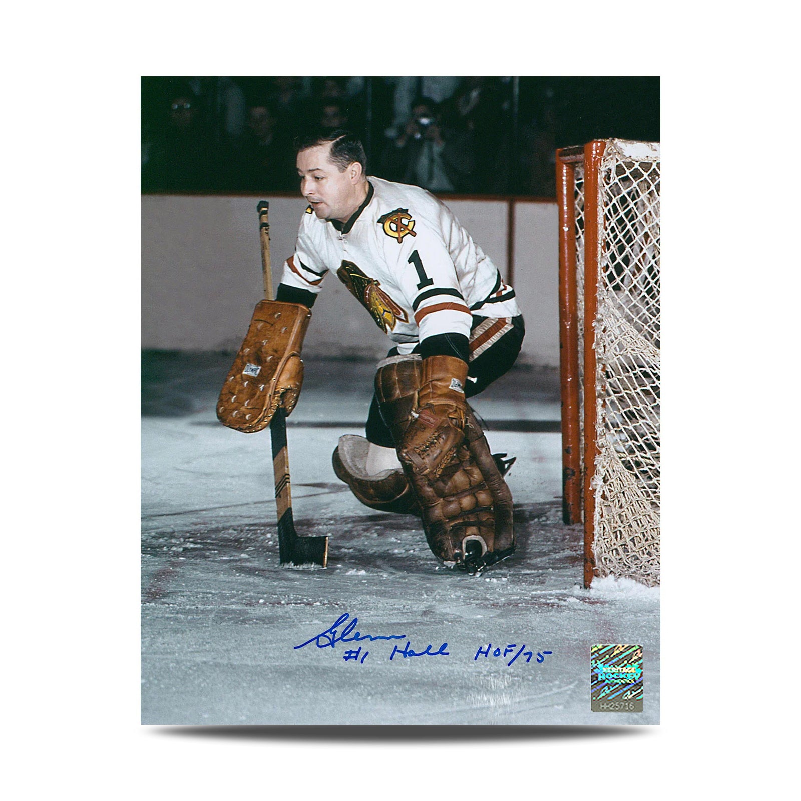 Glenn Hall Signed Chicago Blackhawks 8X10 Photo With HOF Note