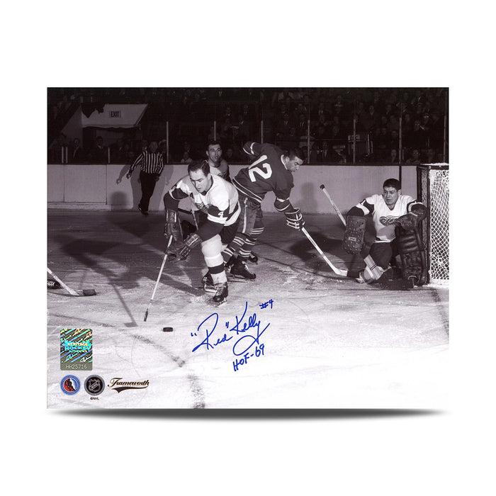 Red Kelly Signed Detroit Red Wings Vintage Action 8X10 Photo with HOF Note