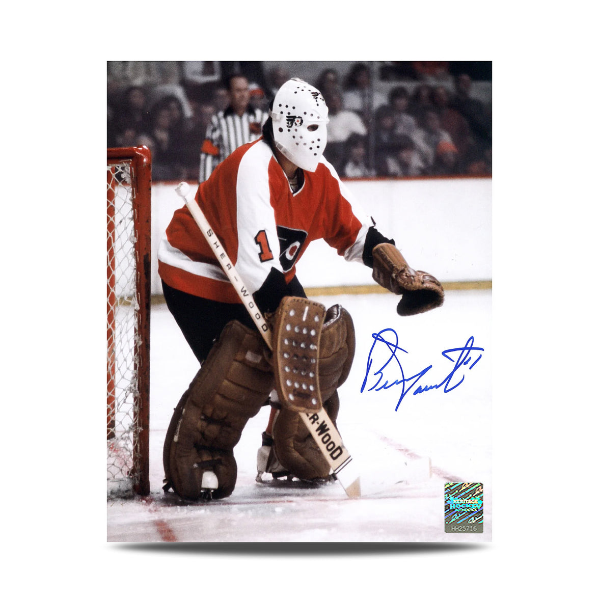 Bernie Parent a signé une photo ciblée des Flyers de Philadelphie 8 x 10
