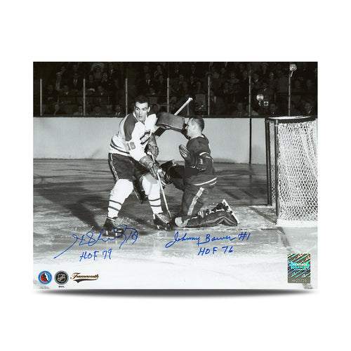 Johnny Bower a signé le masque de gardien de but Maple Leafs de Toronto, photo 8 x 10