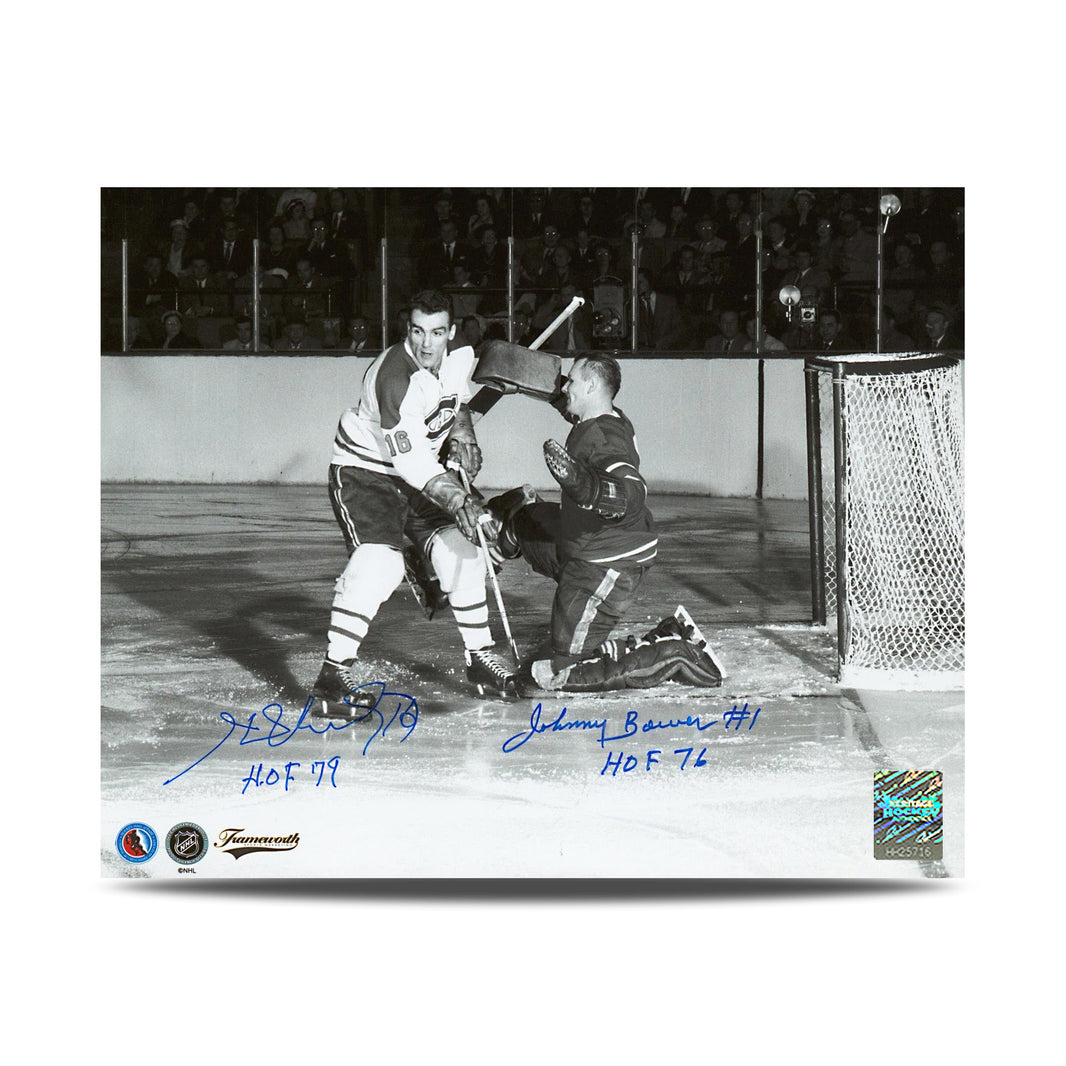 Johnny Bower a signé le masque de gardien de but Maple Leafs de Toronto, photo 8 x 10