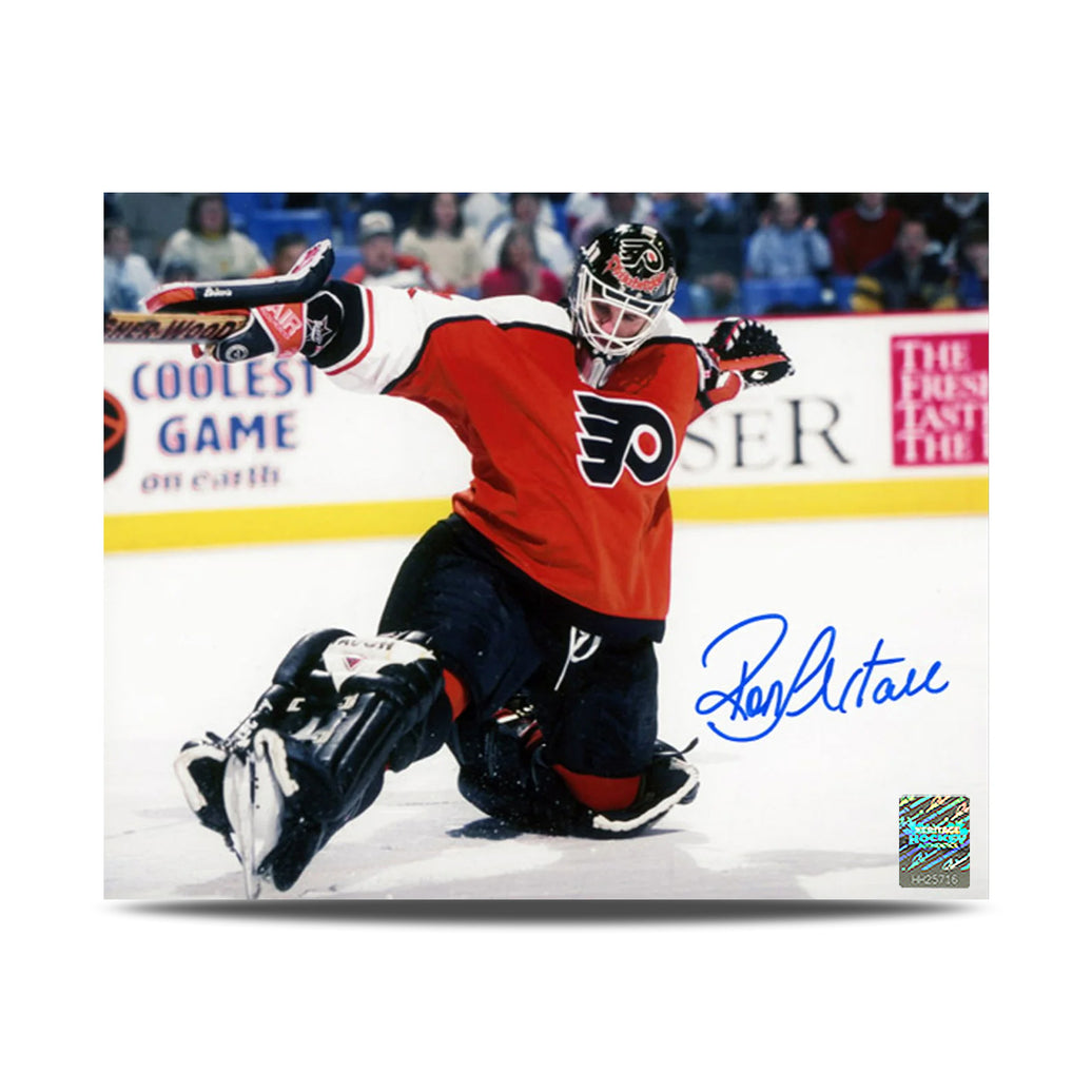 Ron Hextall Signed Philadelphia Flyers Kick Save 8X10 Photo