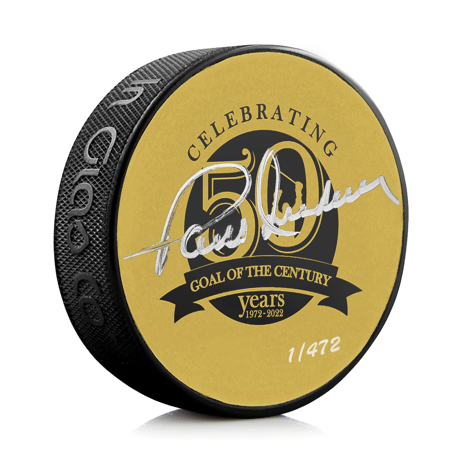 50th Anniversary Paul Henderson Signed Limited Edition Gold Goal of the Century Puck