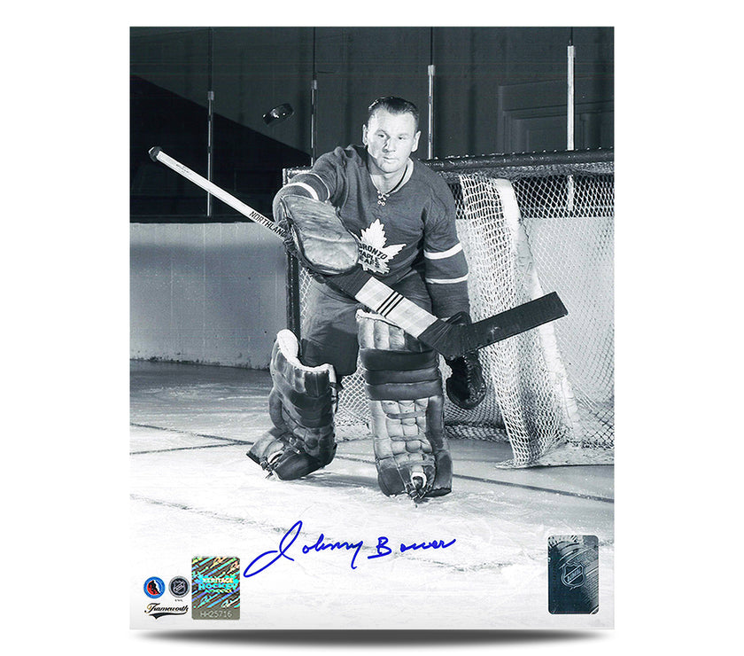 Johnny Bower Signed Toronto Maple Leafs Action Save 8X10 Photo