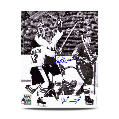 Paul Henderson & Vladimir Tretiak Dual Signed 1972 Summit Series Goal of the Century 8X10 Photo