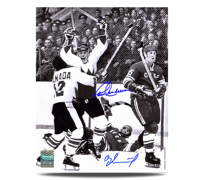 Paul Henderson & Vladimir Tretiak Dual Signed 1972 Summit Series Goal of the Century 8X10 Photo