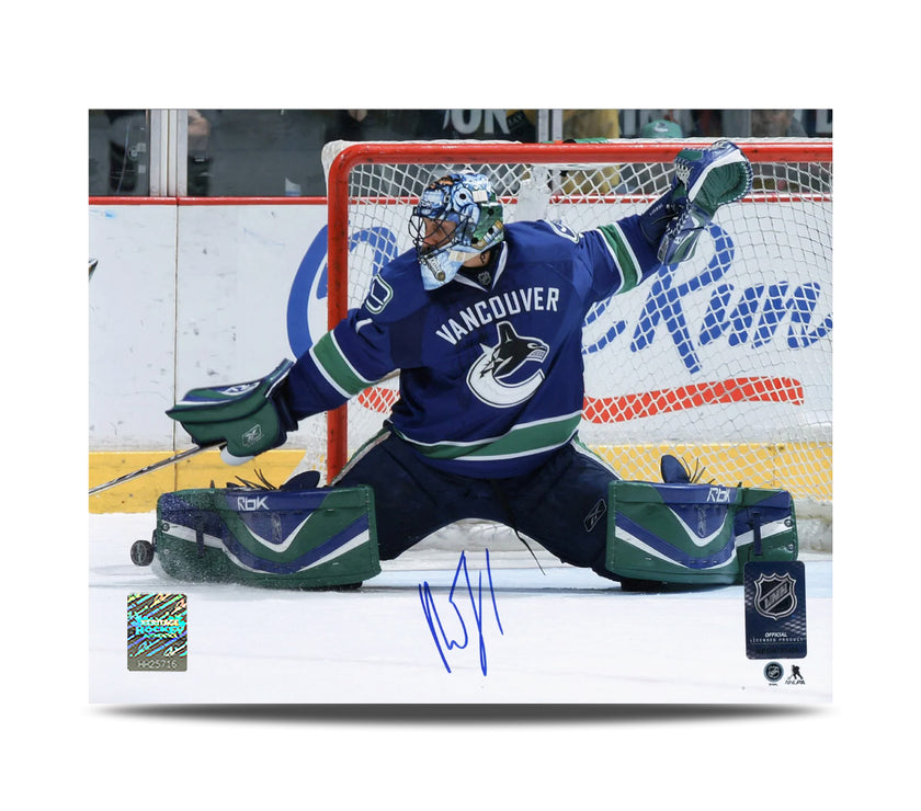 Roberto Luongo Signed Vancouver Canucks Kick Save 8X10 Photo