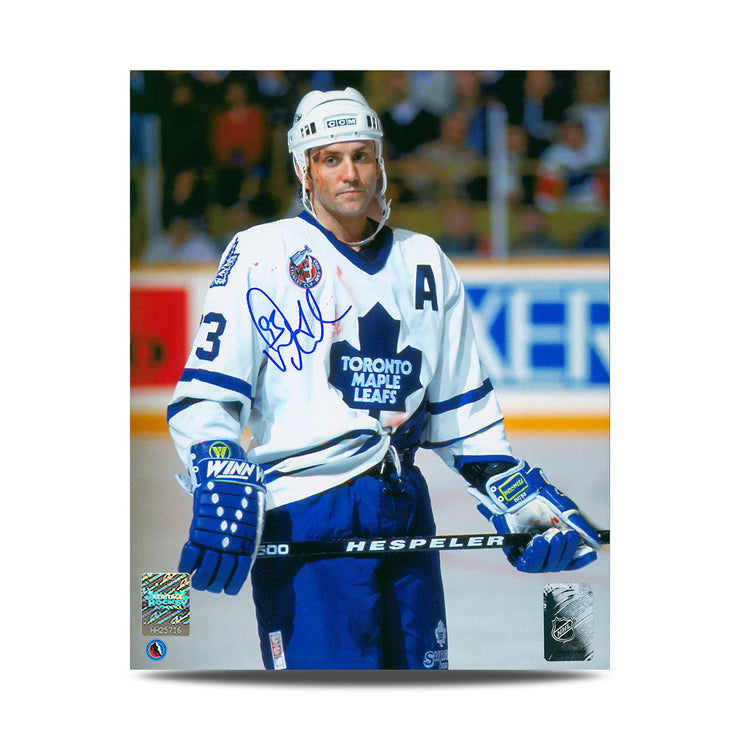 Fotografía de 8 x 10 firmada por Doug Gilmour de los Toronto Maple Leafs Bloody Warrior