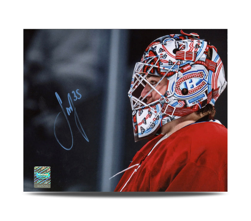 Sam Montembeault Signed Montreal Canadiens Goalie Mask Profile 8X10 Photo