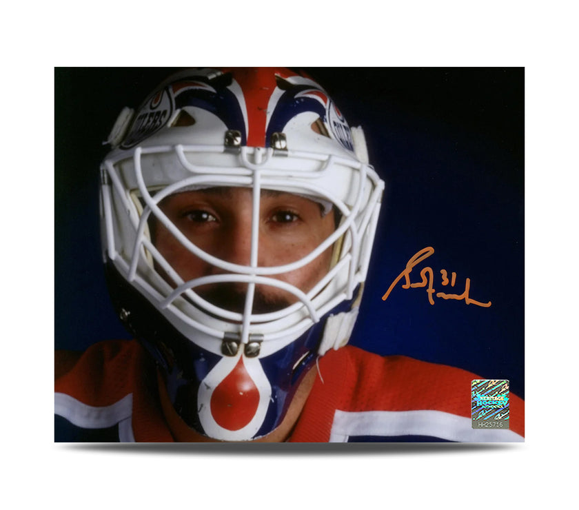 Grant Fuhr Signed Edmonton Oilers Mask Close-Up 8X10 Photo