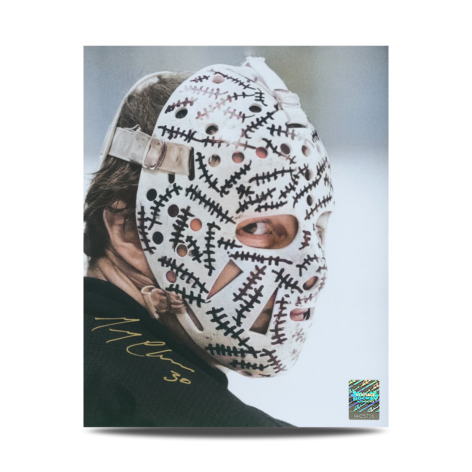 Gerry Cheevers Signed Boston Bruins Mask Close-Up 8X10 Photo