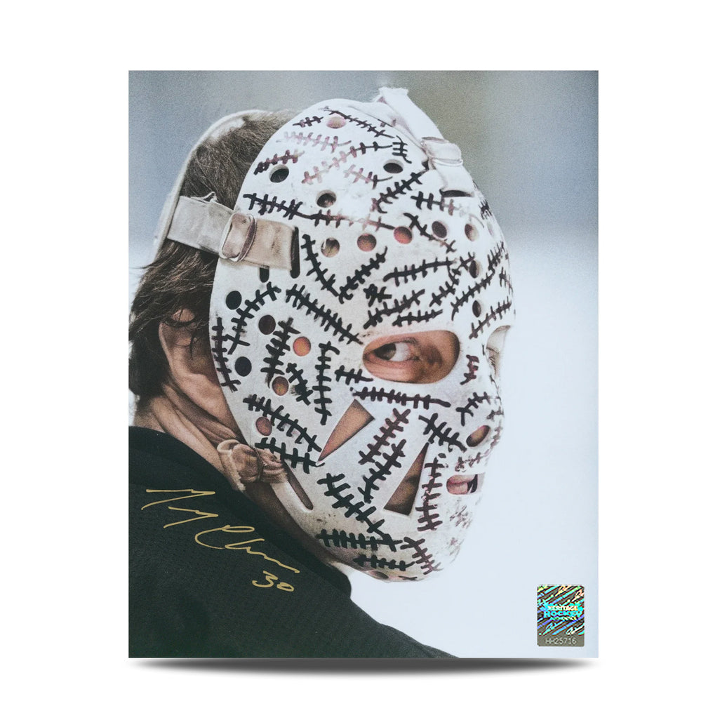 Gerry Cheevers Signed Boston Bruins Mask Close-Up 8X10 Photo