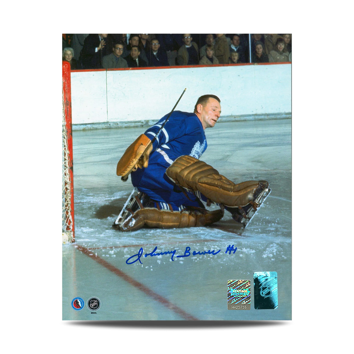 Johnny Bower Signed Toronto Maple Leafs Kick Save 8X10 Photo