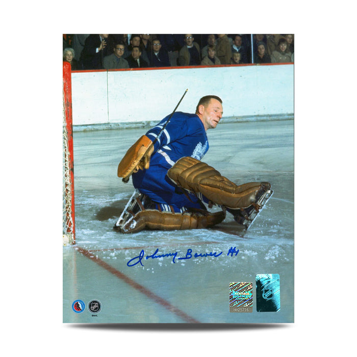Johnny Bower Signed Toronto Maple Leafs Kick Save 8X10 Photo