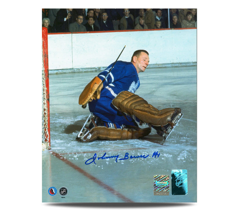 Johnny Bower Signed Toronto Maple Leafs Kick Save 8X10 Photo