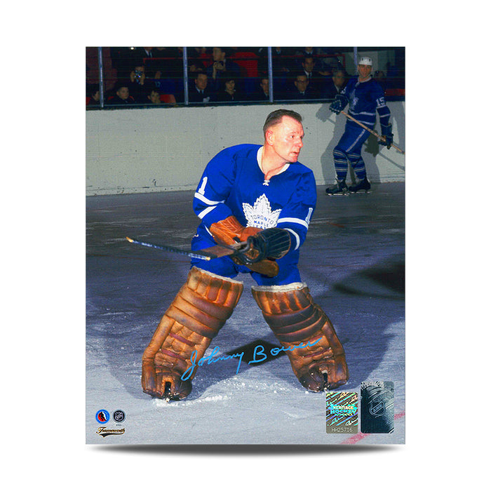 Johnny Bower Signed Toronto Maple Leafs Action Colour 8X10 Photo