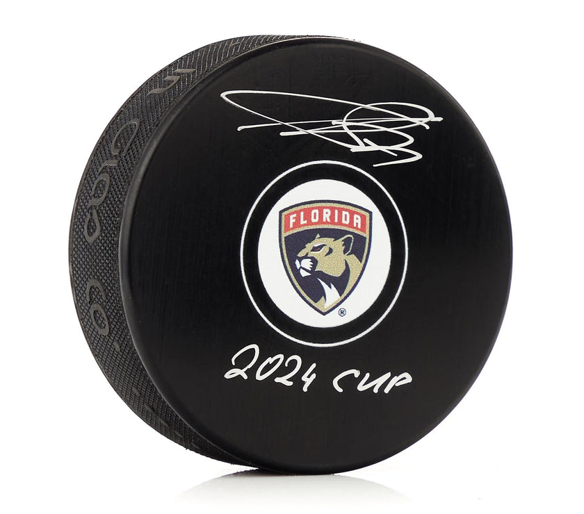 Sergei Bobrovsky Signed Florida Panthers Puck with 2024 Cup Note