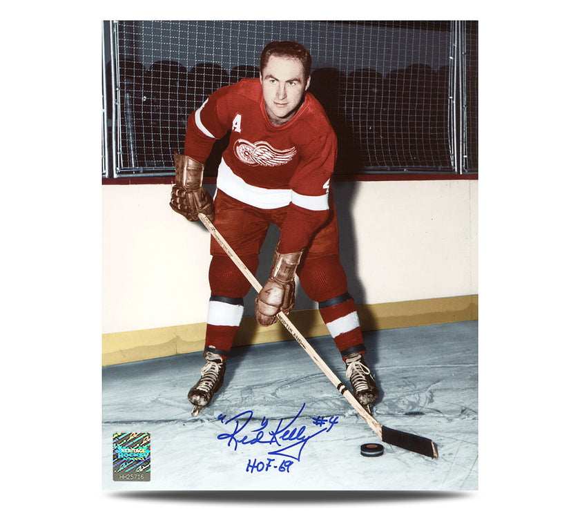 Red Kelly Signed Detroit Red Wings Original Six 8X10 Photo with HOF Note
