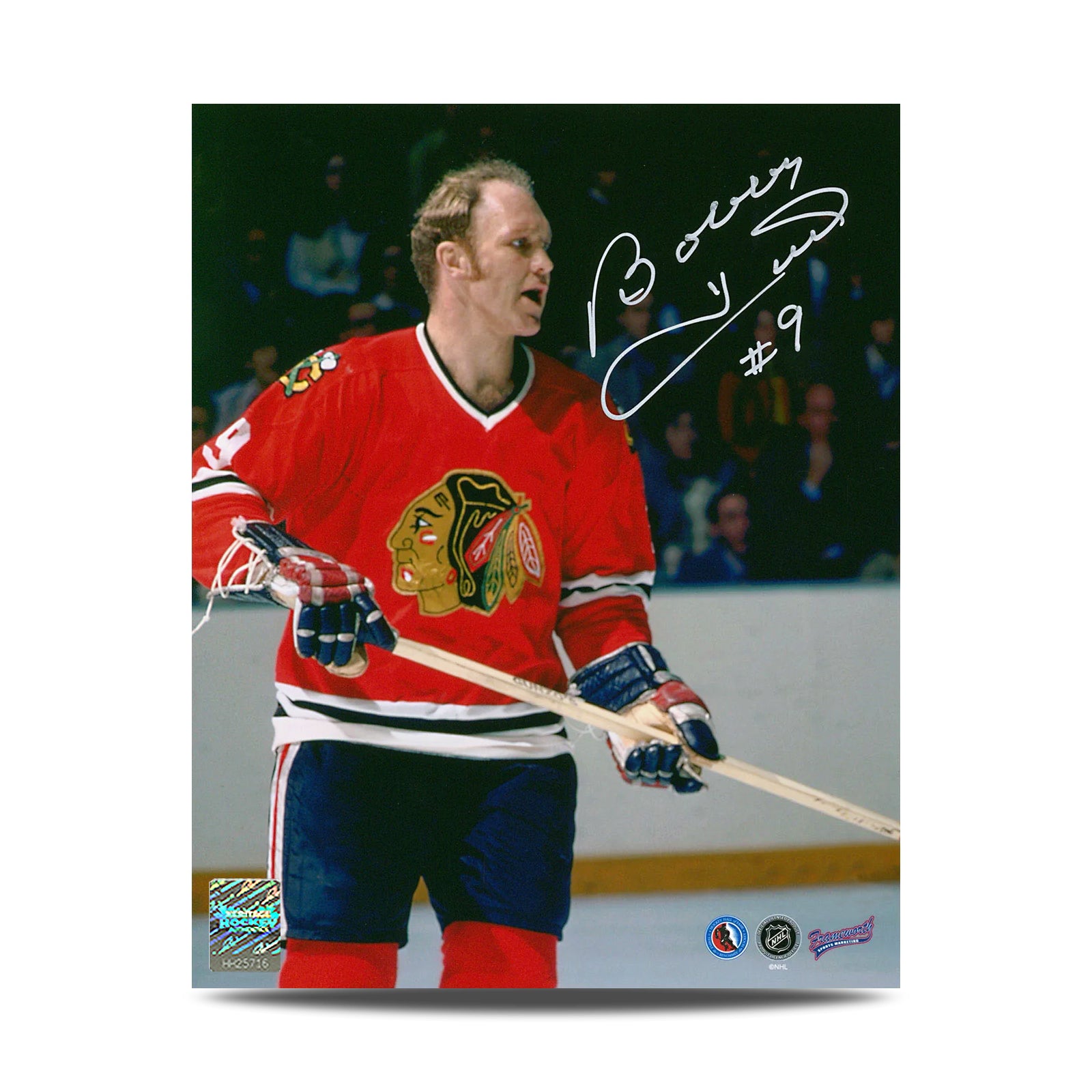 Bobby Hull Signed Chicago Blackhawks Close-Up 8X10 Photo
