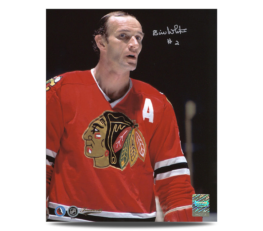 Bill White Signed Chicago Blackhawks Close-Up 8X10 Photo