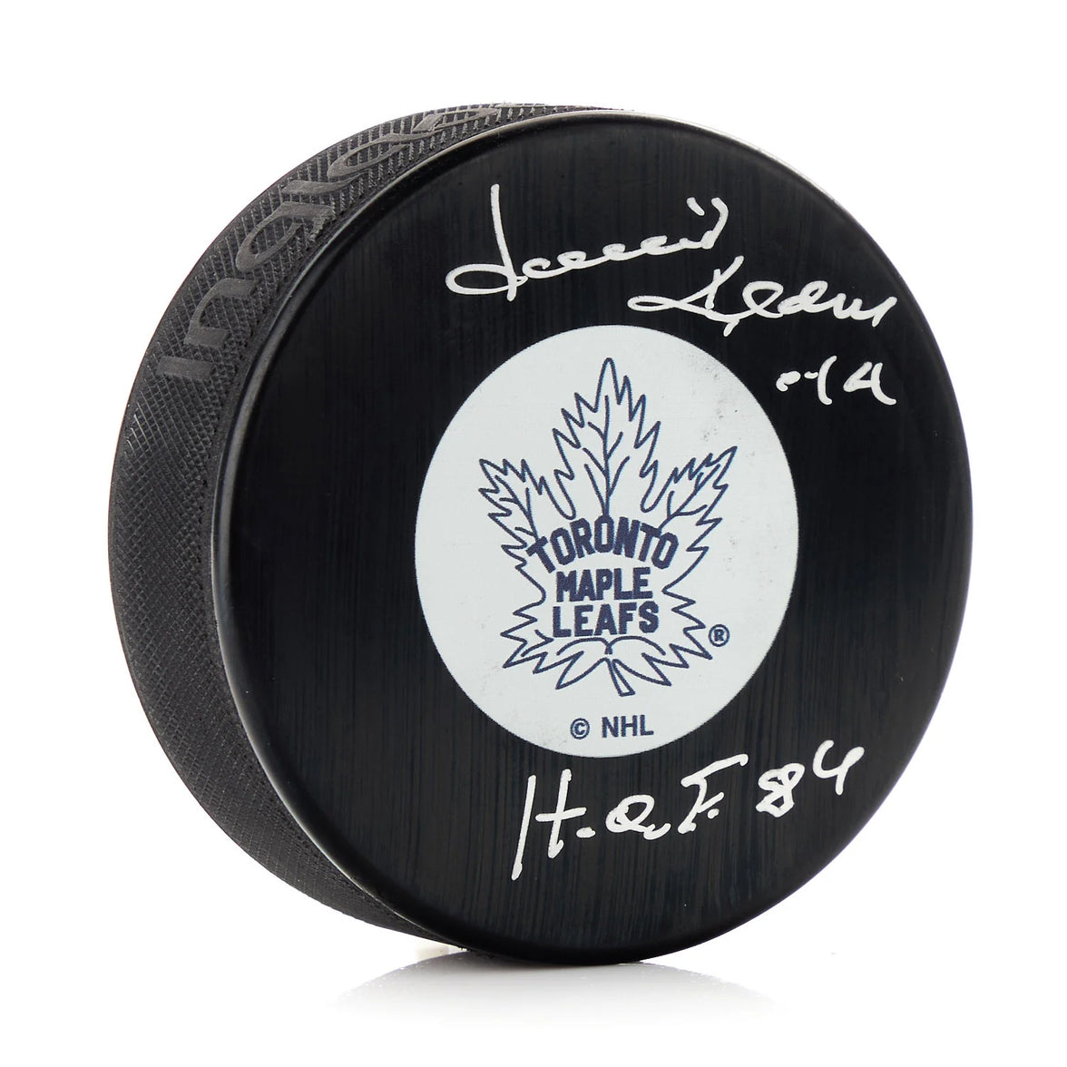 Dave Keon Signed Toronto Maple Leafs Vintage Puck with HOF Note