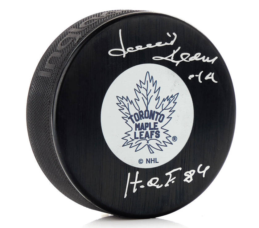 Dave Keon Signed Toronto Maple Leafs Vintage Puck with HOF Note