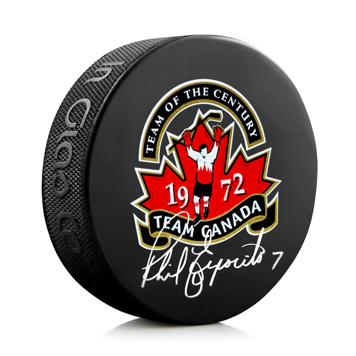 Phil Esposito Signed Team Canada 1972 Summit Series Puck - Heritage Hockey™