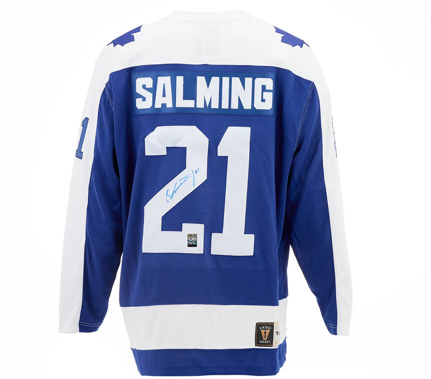 Börje Salming Signed Toronto Maple Leafs Fanatics Vintage Blue Jersey