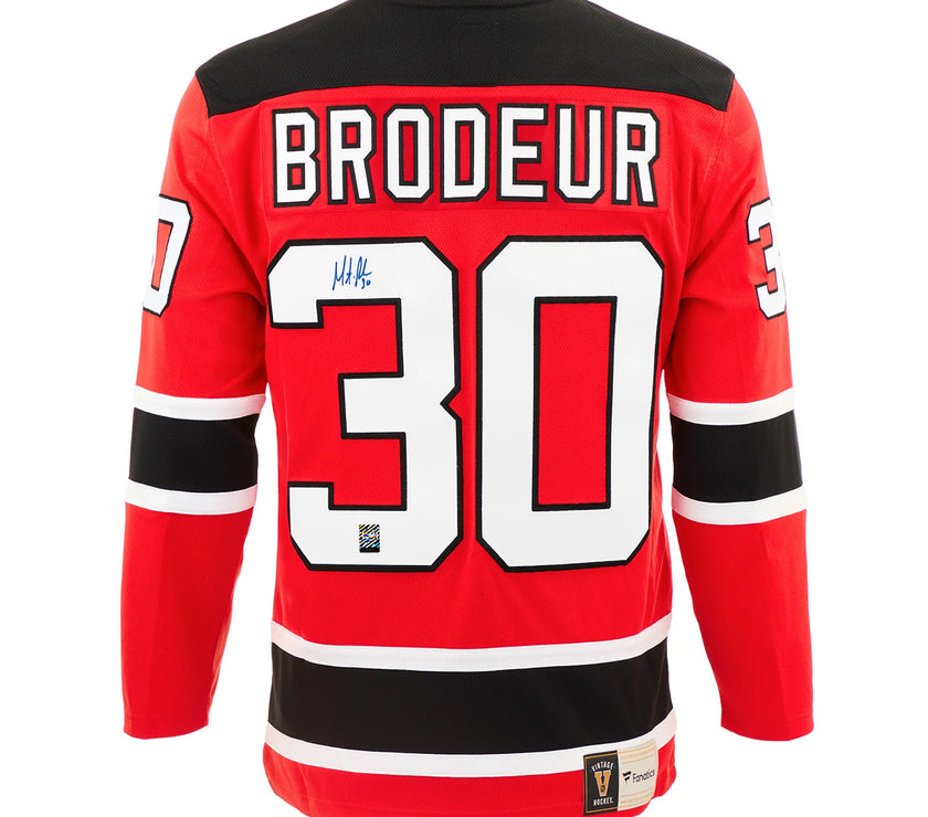Martin Brodeur Signed New Jersey Devils Fanatics Vintage Red Jersey