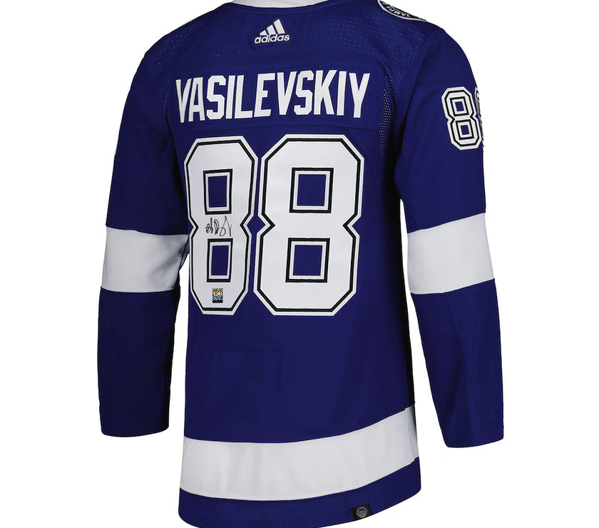 Andrei Vasilevskiy Signed Tampa Bay Lightning Adidas Pro Home Blue Jersey