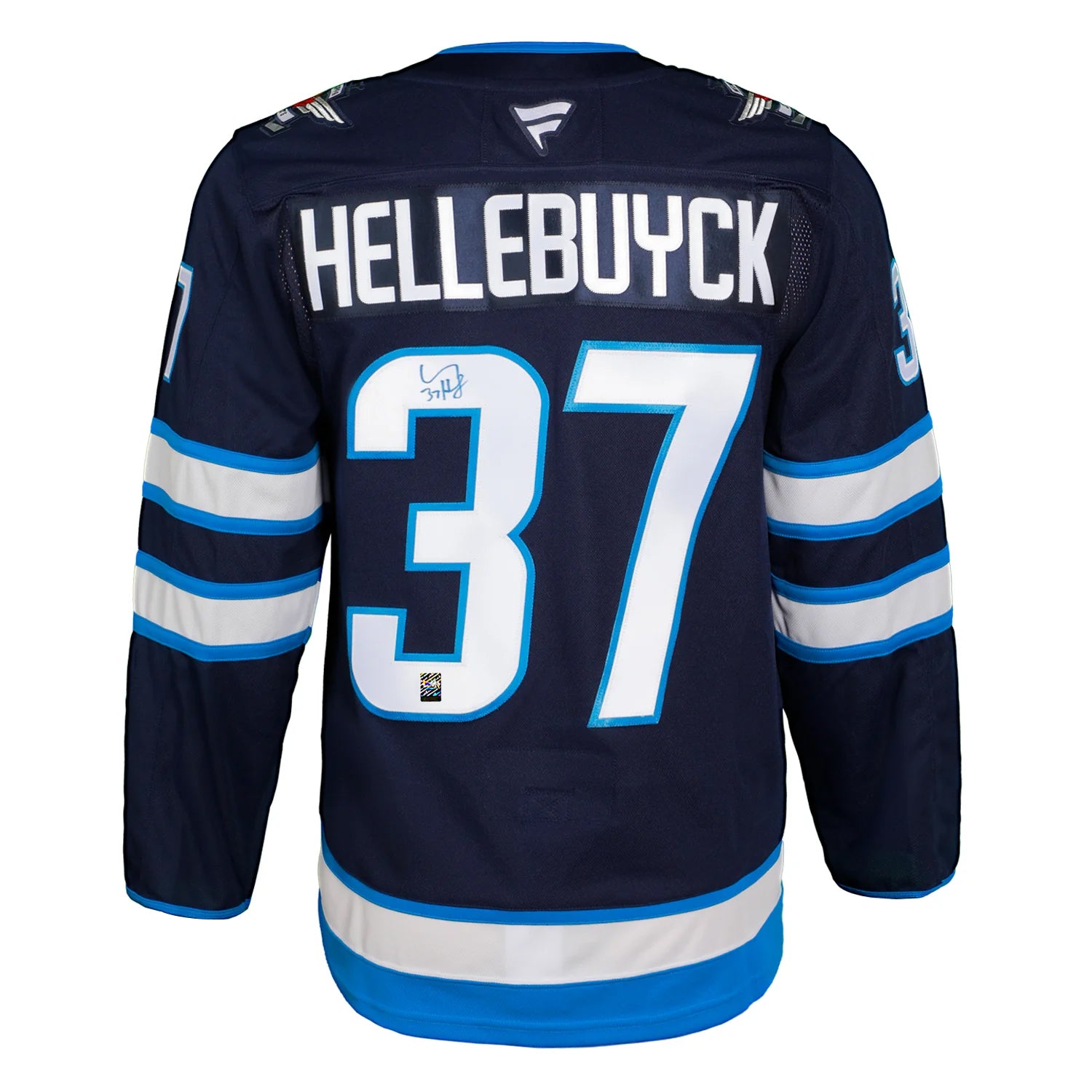 Connor Hellebuyck Signed Winnipeg Jets Fanatics Premium Home Navy Jersey