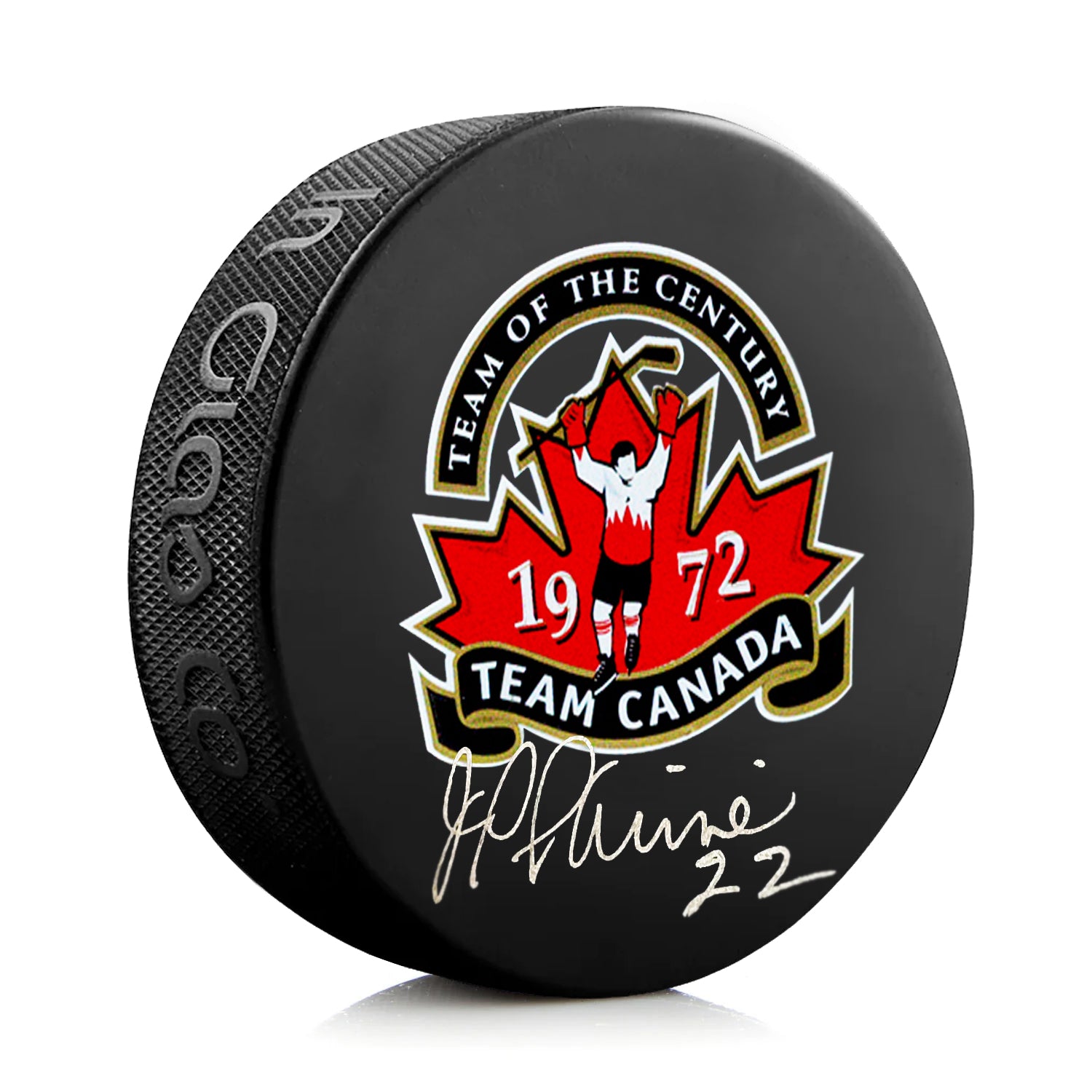 J.P. Parise Signed Team Canada 1972 Summit Series Puck - Heritage Hockey™