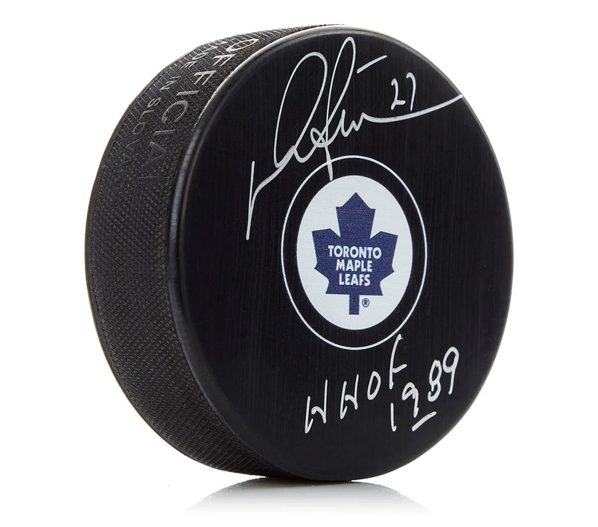 Darryl Sittler Signed Toronto Maple Leafs Puck with HOF Note