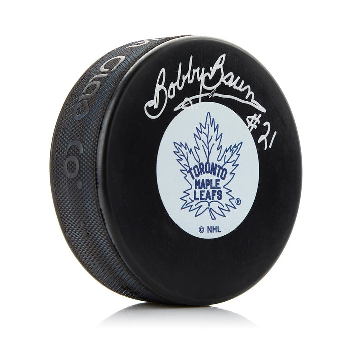 Bobby Baun Signed Toronto Maple Leafs Vintage Puck