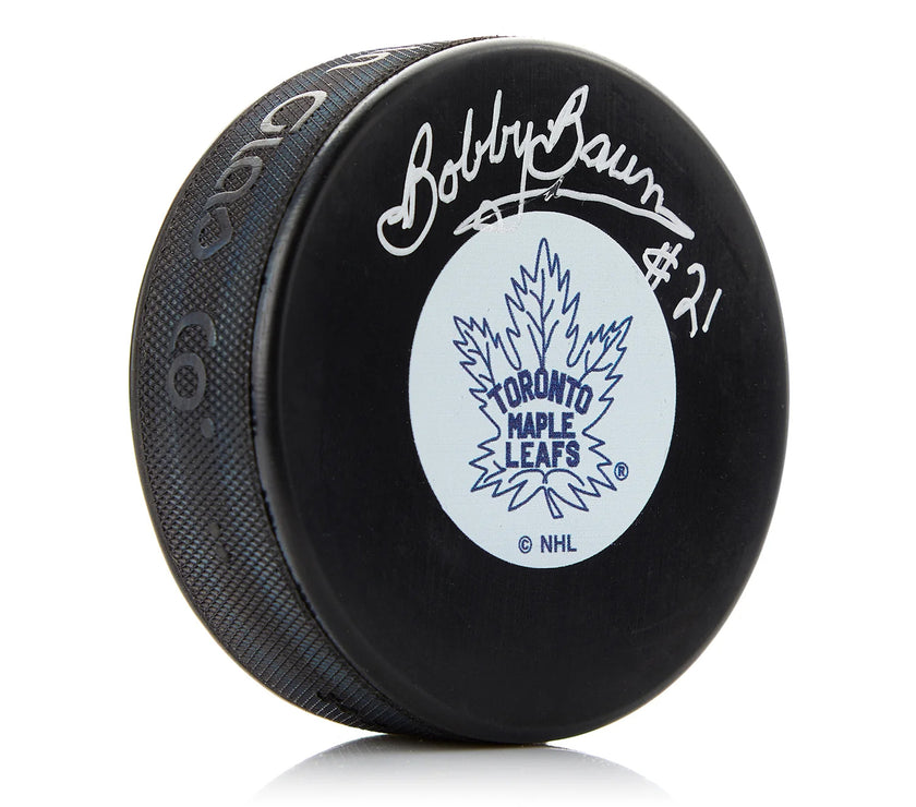 Bobby Baun Signed Toronto Maple Leafs Vintage Puck