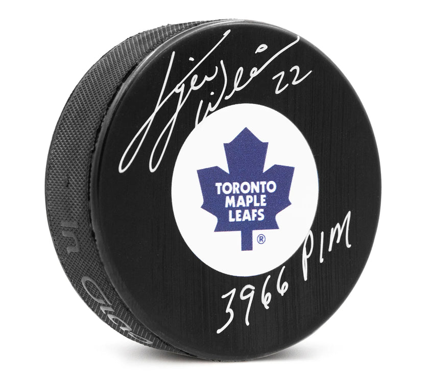 Tiger Williams Signed Toronto Maple Leafs Puck with PIM Note